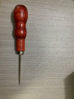 Red Wooden Awl with Metal Point